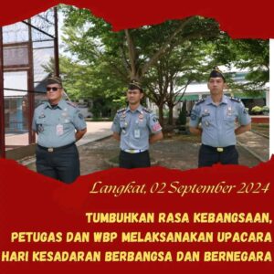 Tumbuhkan Rasa Kebangsaan, Jajaran Petugas dan WBP Lapas Pemuda Kelas III Langkat Laksanakan Upacara Hari Kesadaran Berbangsa dan Bernegara