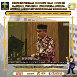 Rutan Pangkalan Brandan Ikuti Perayaan Maulid Nabi Muhammad SAW 1446H di Lingkungan Kemenkumham RI Secara Daring