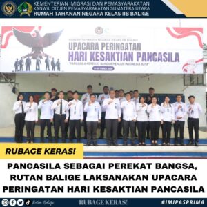 Jajaran Pegawai dan Warga Binaan Rutan Kelas IIB Balige Laksanakan Upacara Peringatan Hari Kesaktian Pancasila