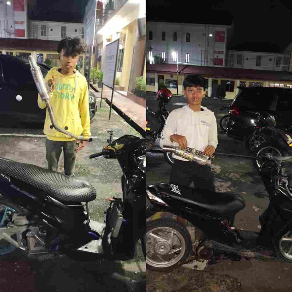 Patroli Malam Minggu Polres Pematangsiantar Amankan Tujuh Sepeda Motor Knalpot Brong