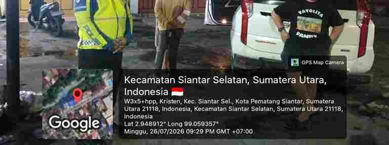Unit Gakkum Polres Pematangsianțar Cek TKP Laka Lantas di Jalan Gereja