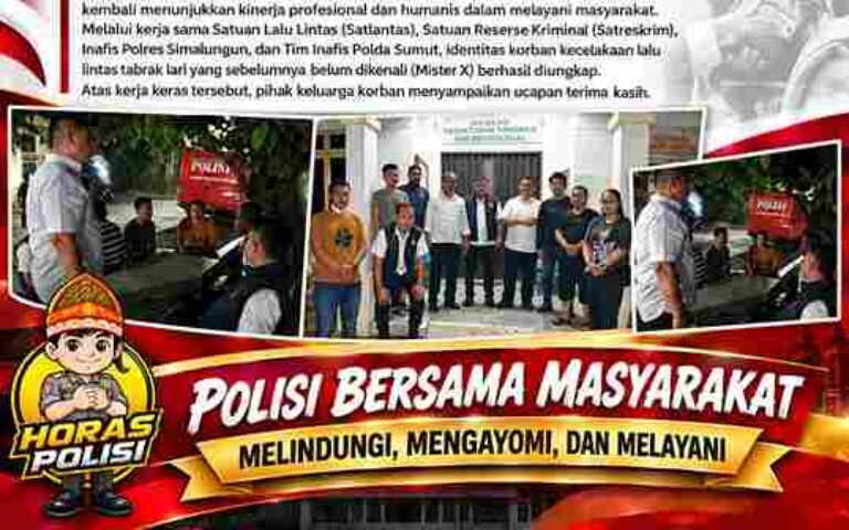 Inafis Polda Sumut dan Satlantas Polres Simalungun Ungkap Identitas “Mister X” Korban Tabrak Lari, Jenazah Diserahkan ke Keluarga