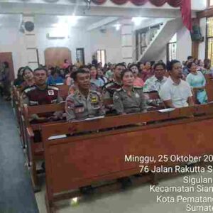 Melalui Minggu Kasih, Polres Pematangsiantar Sampaikan Pesan Pesan Kamtibmas di Gereja HKI Martoba