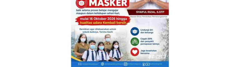 Dampak Kebakaran Hutan dan Lahan, Disdik Pematangsiantar Imbau Siswa Pakai Masker